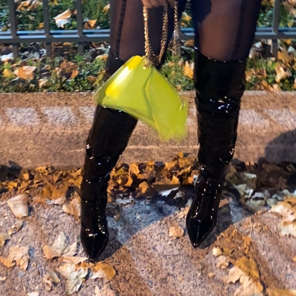 Black Patent Leather Thigh Highs